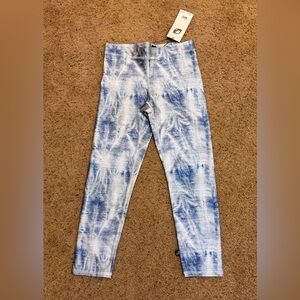 Terez Sky Blue Tie Dyed Mid Rise Leggings Shine Performance NWT, size S.